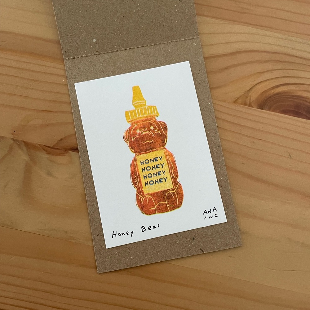 Honey Bear Mini Art Print by Anastasia Inciardi or Ana Inciardi